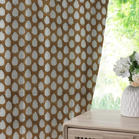 Designer Print Duck Canvas Window Curtain - Betal Leaf