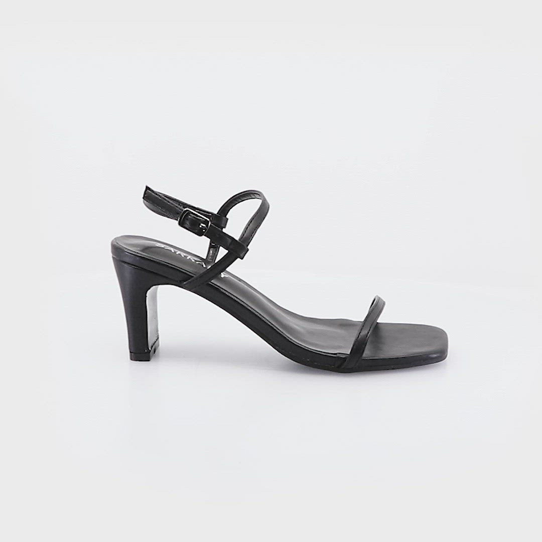 Elegant Eco-Leather Black Heel Sandals Arti