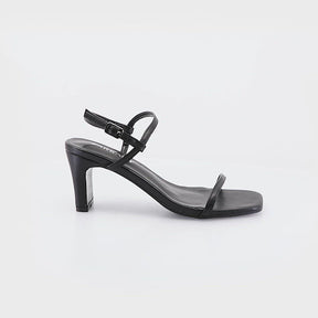 Elegant Eco-Leather Black Heel Sandals Arti