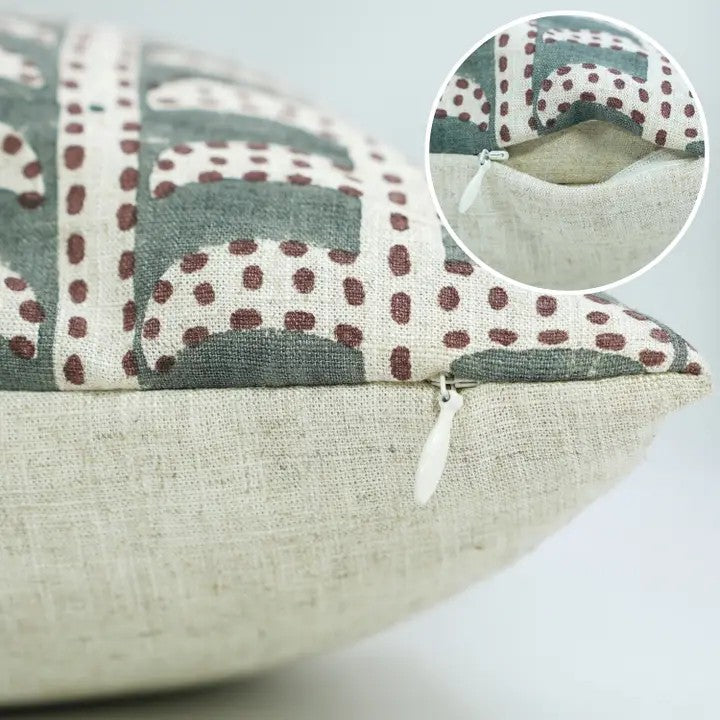 Classic Hand Block Design Viscose Linen Pillow Cover - Garud