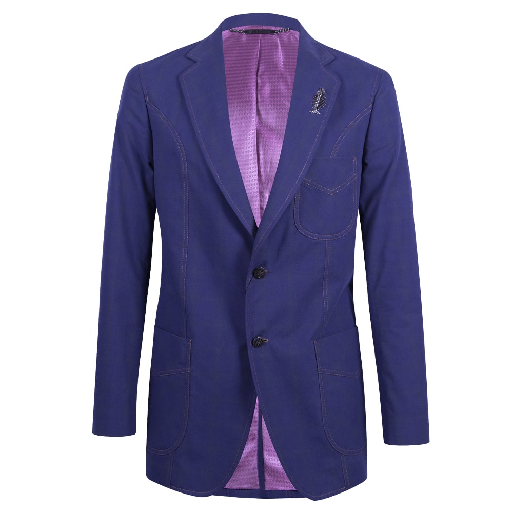 Blue blazer with jean-style stitching