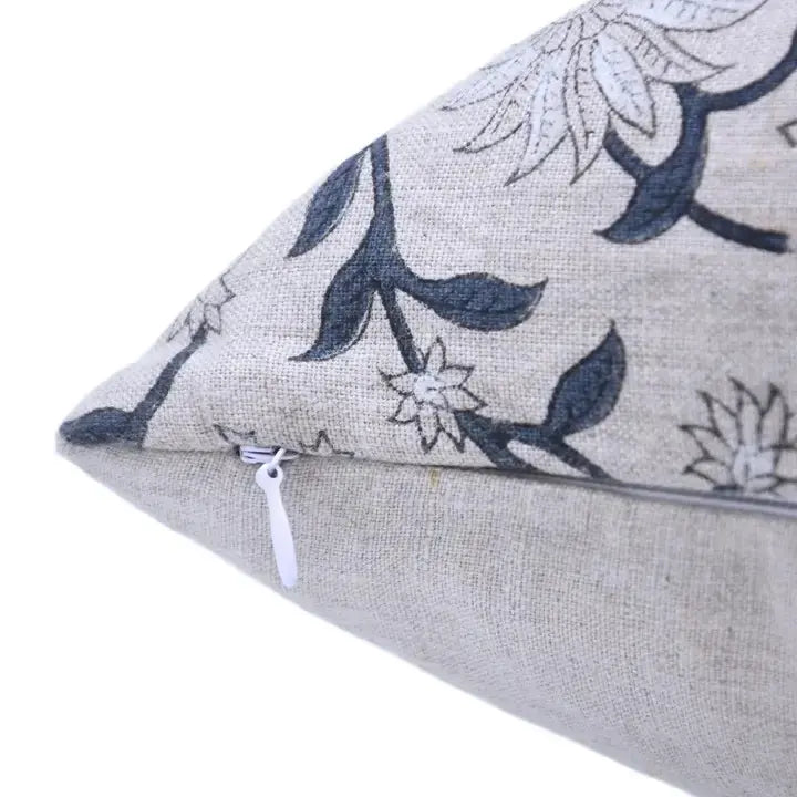 Home Decor Hand-carved Block Printed Pure Linen Cushion Cover - Aradhana