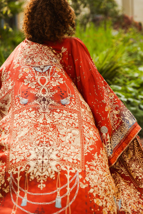 Tree Of Life Silk Robe In Rust