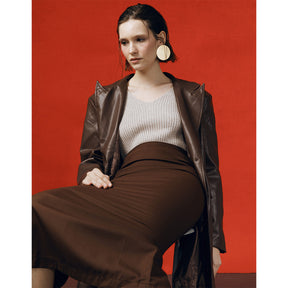 CLASSIC LONG LEATHER BLAZER