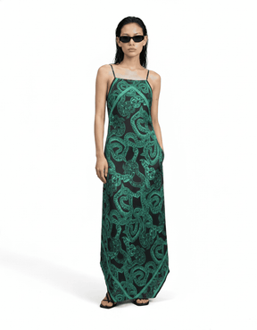 Silk Serpent Noir Maxi Dress