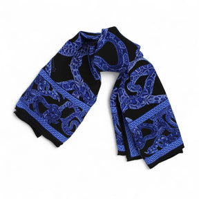 Silk Serpent Noir Scarf - Large