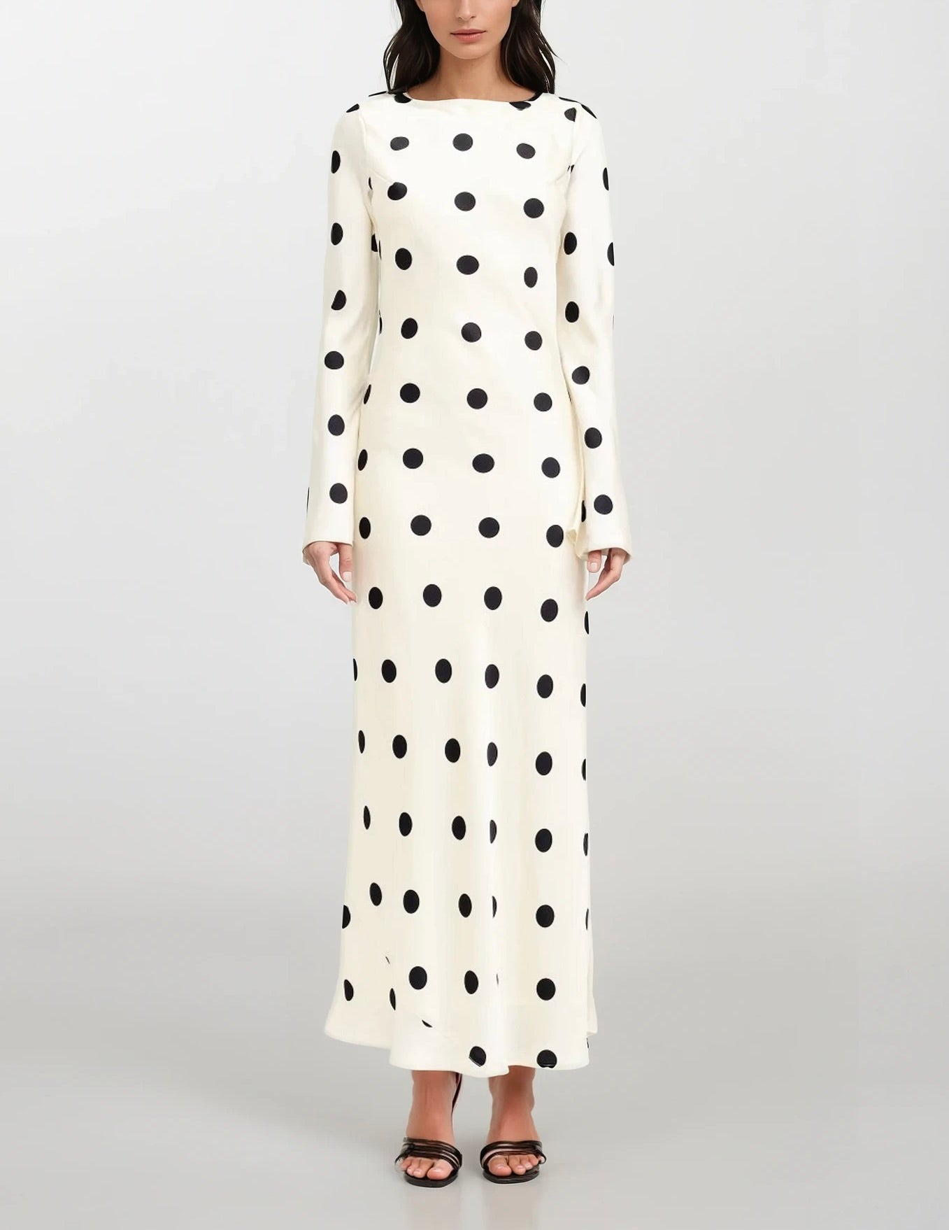 Clara Polka-Dot Long Sleeve Gown