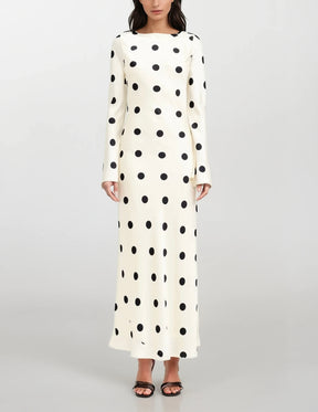Clara Polka-Dot Long Sleeve Gown