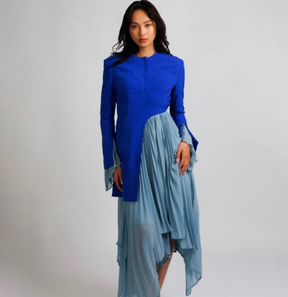 Raye Blue Pleated Gown