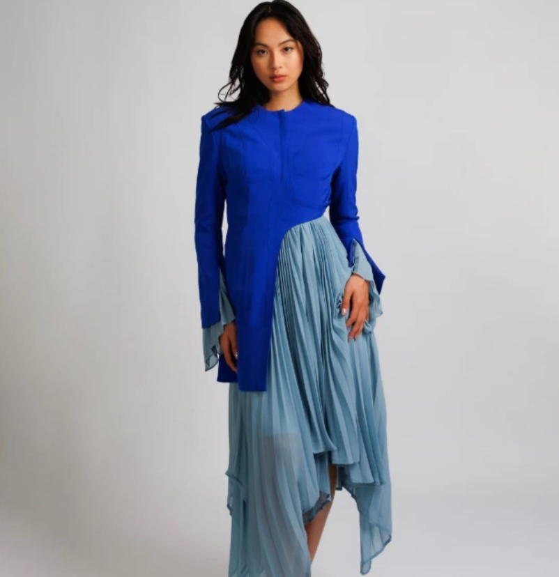 Raye Blue Pleated Gown