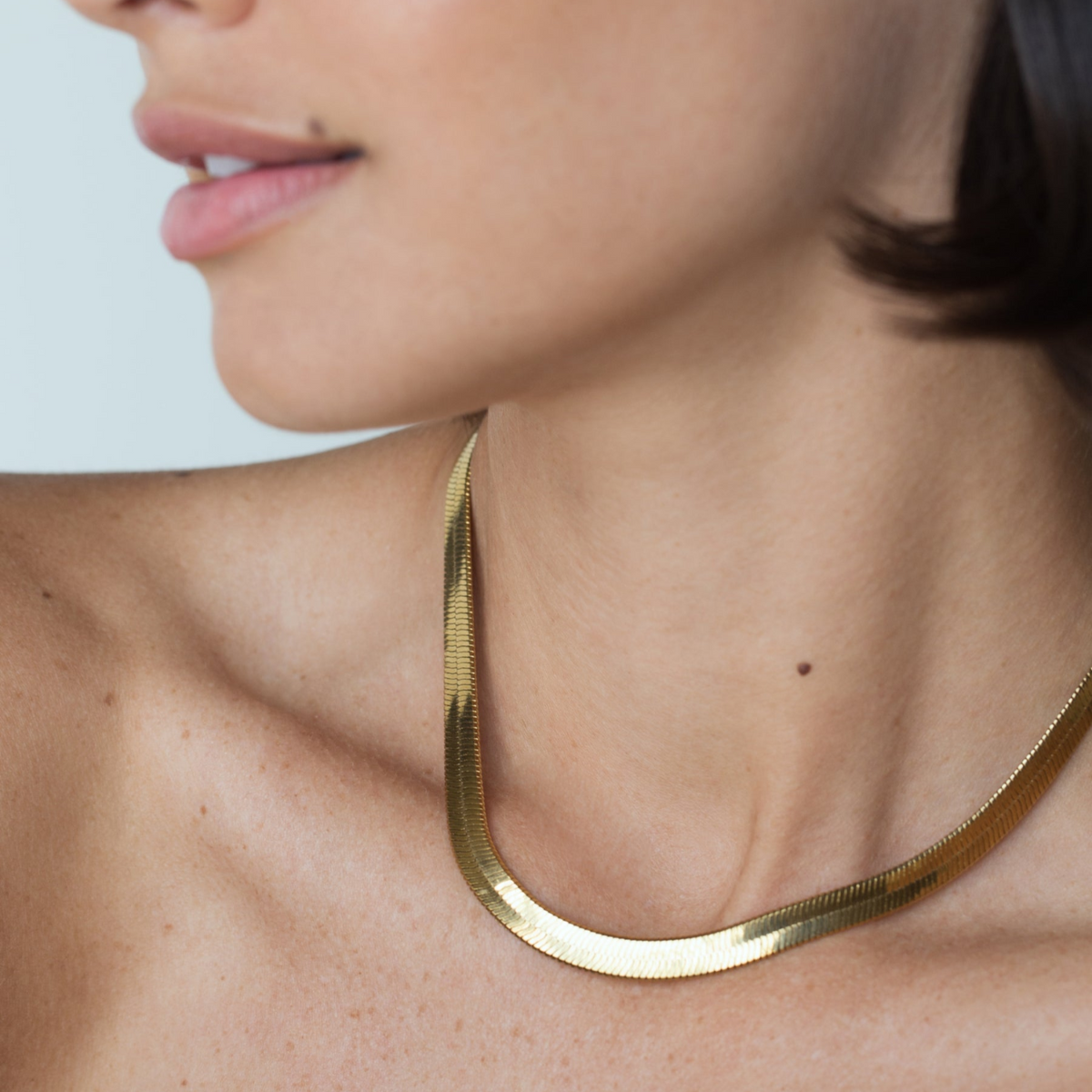 Ennis Herringbone Snake Chain Gold Necklace