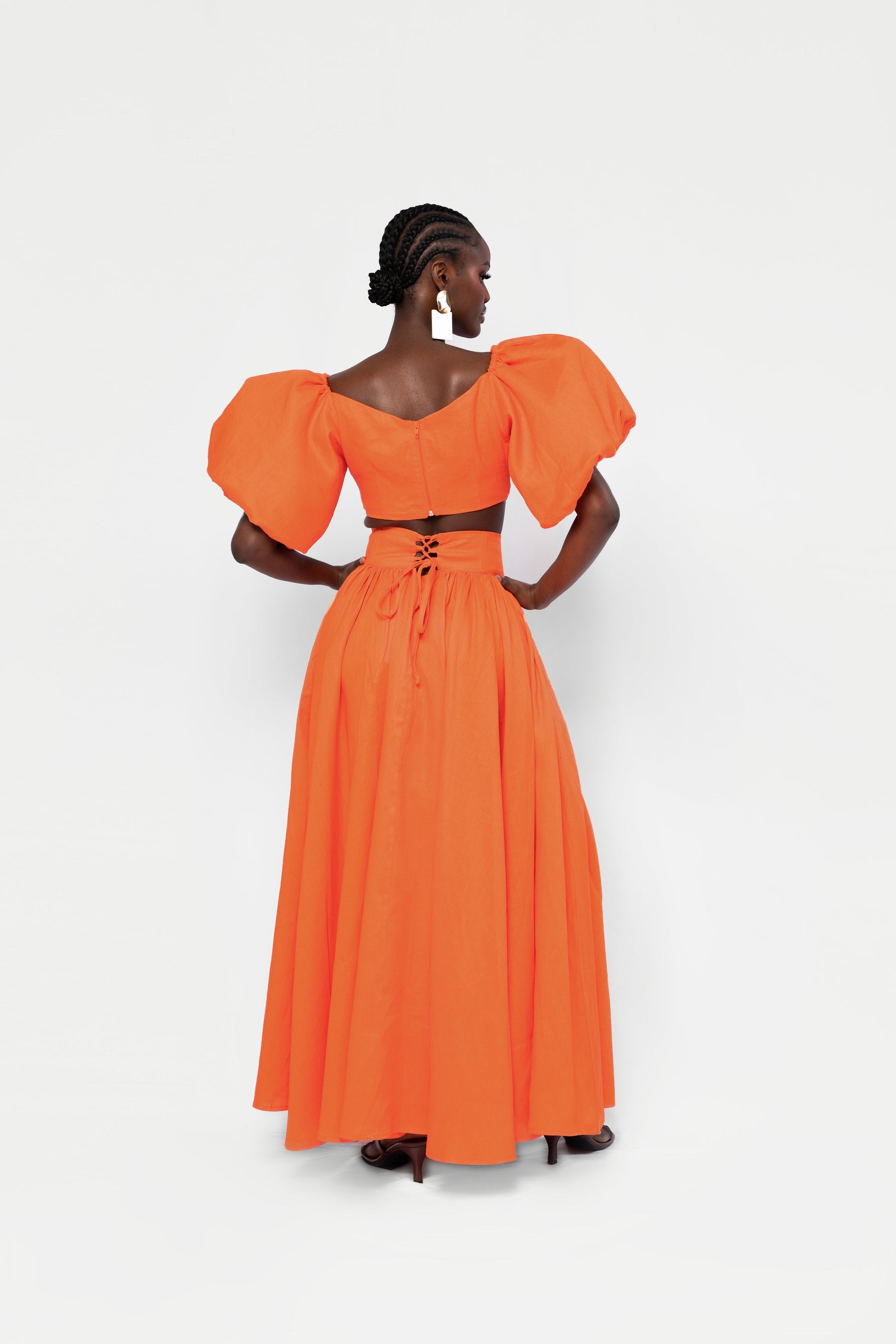 Linen DANI Maxi skirt in Orange