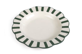 Ceramic Stripe Dinner Plate,  Olive Green - 10 x 10 x 1.25 Inches