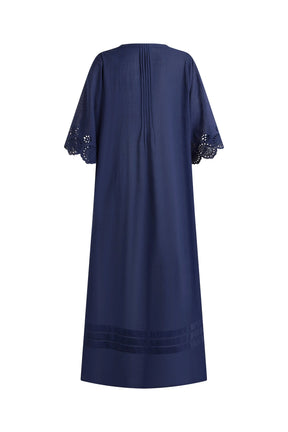 Broderie Maxi Dress Navy