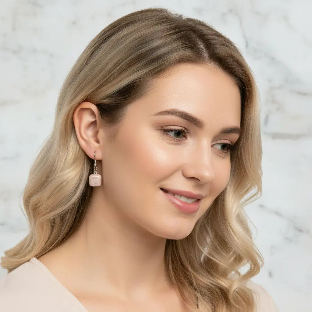 Aurore Hand-painted Square Ceramic Earrings