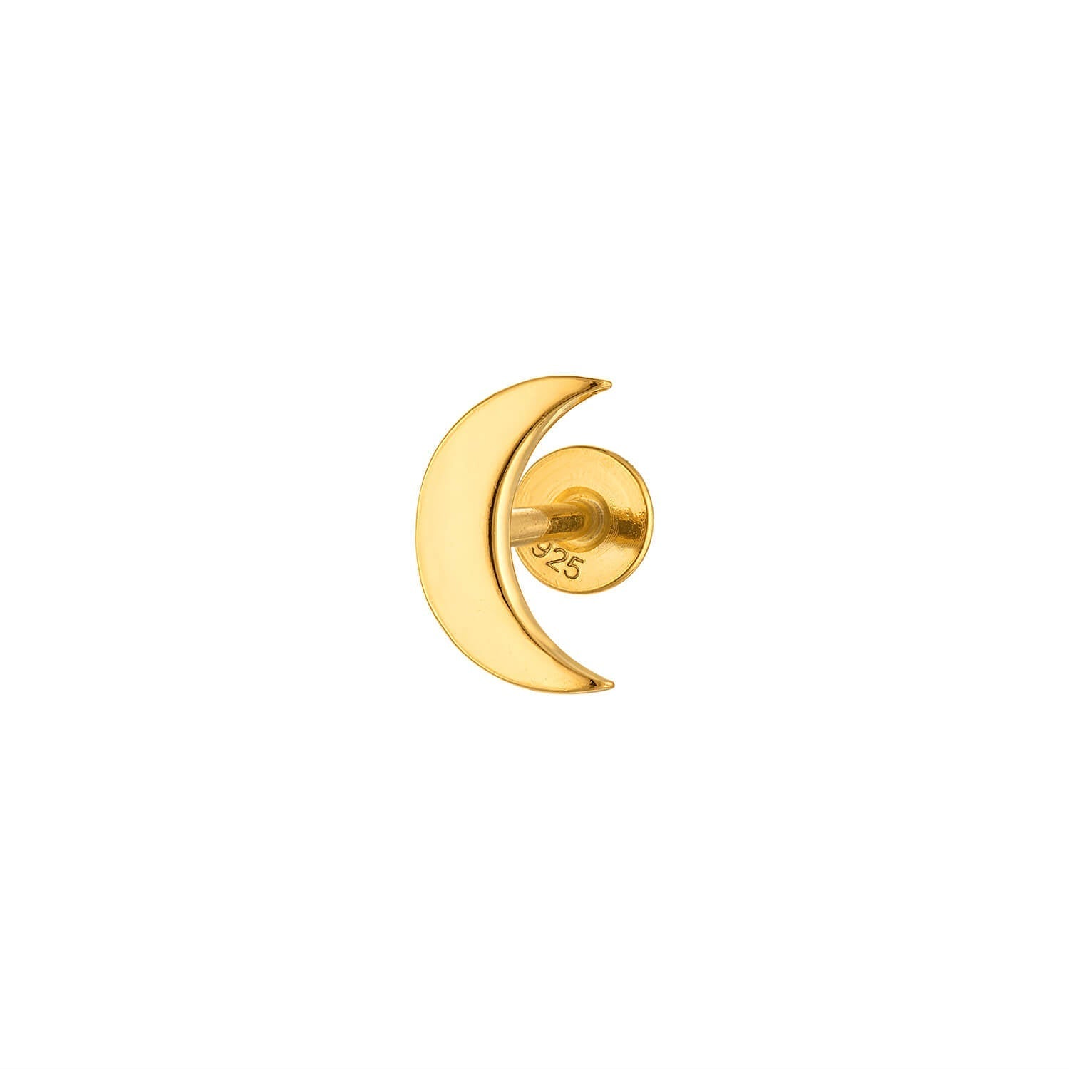 Moon Flatback Stud Earrings Dainty Gold & Sterling Silver Celestial Jewelry for Everyday Wear