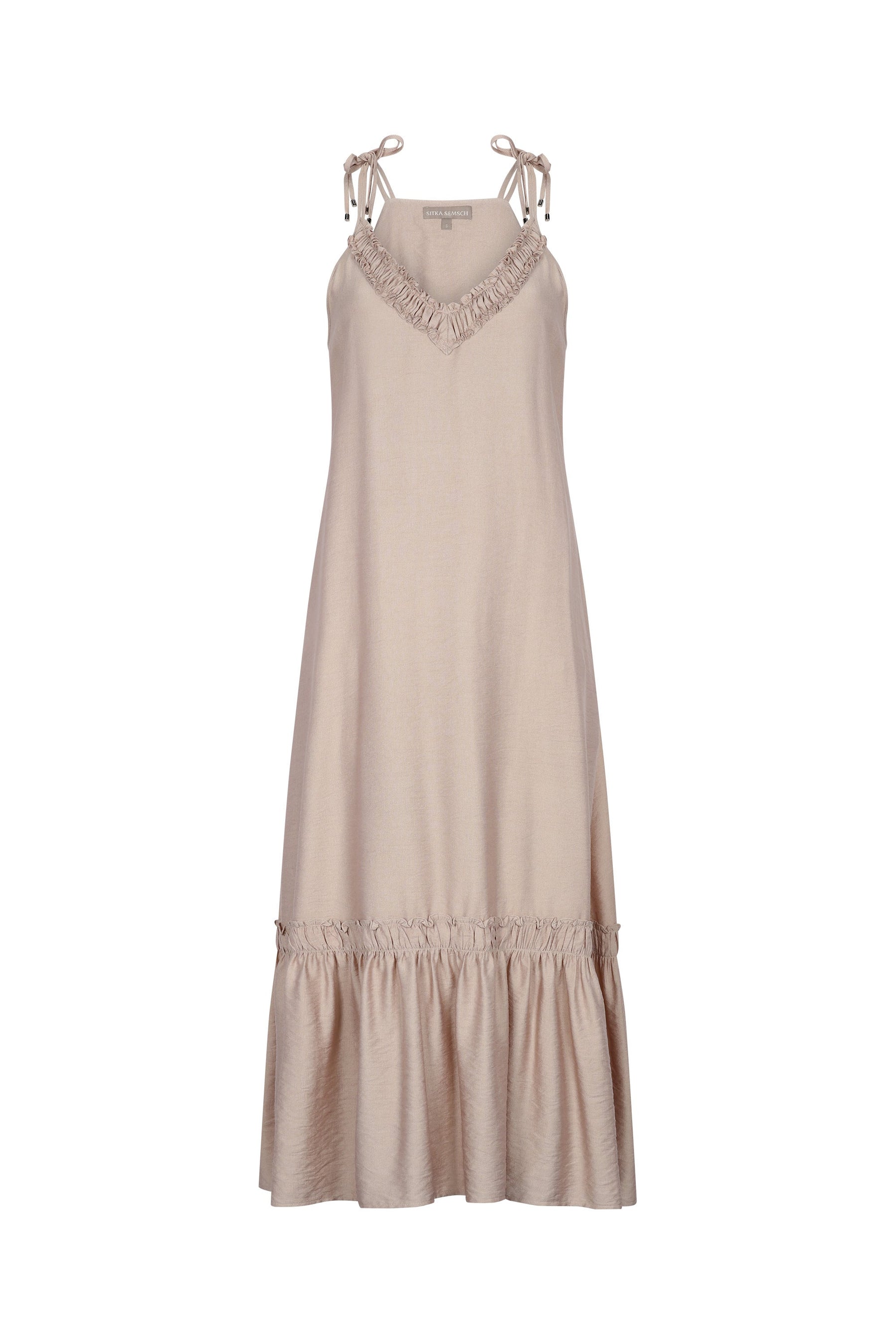 Blake Ruffle Detail Maxi Dress | Nude