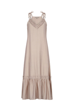 Blake Ruffle Detail Maxi Dress | Nude