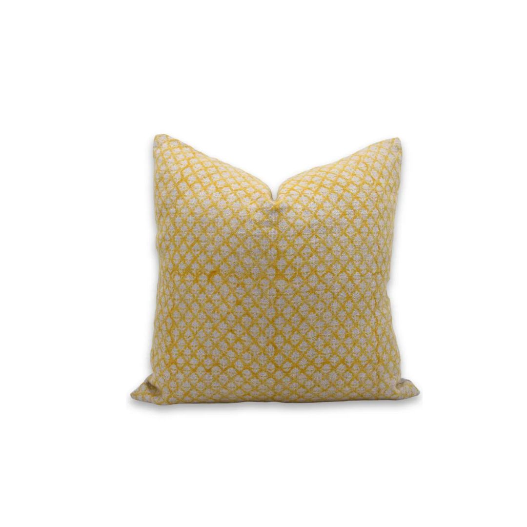 Floral Block Print Handmade Thick Linen Cushion Cover -  Pink City