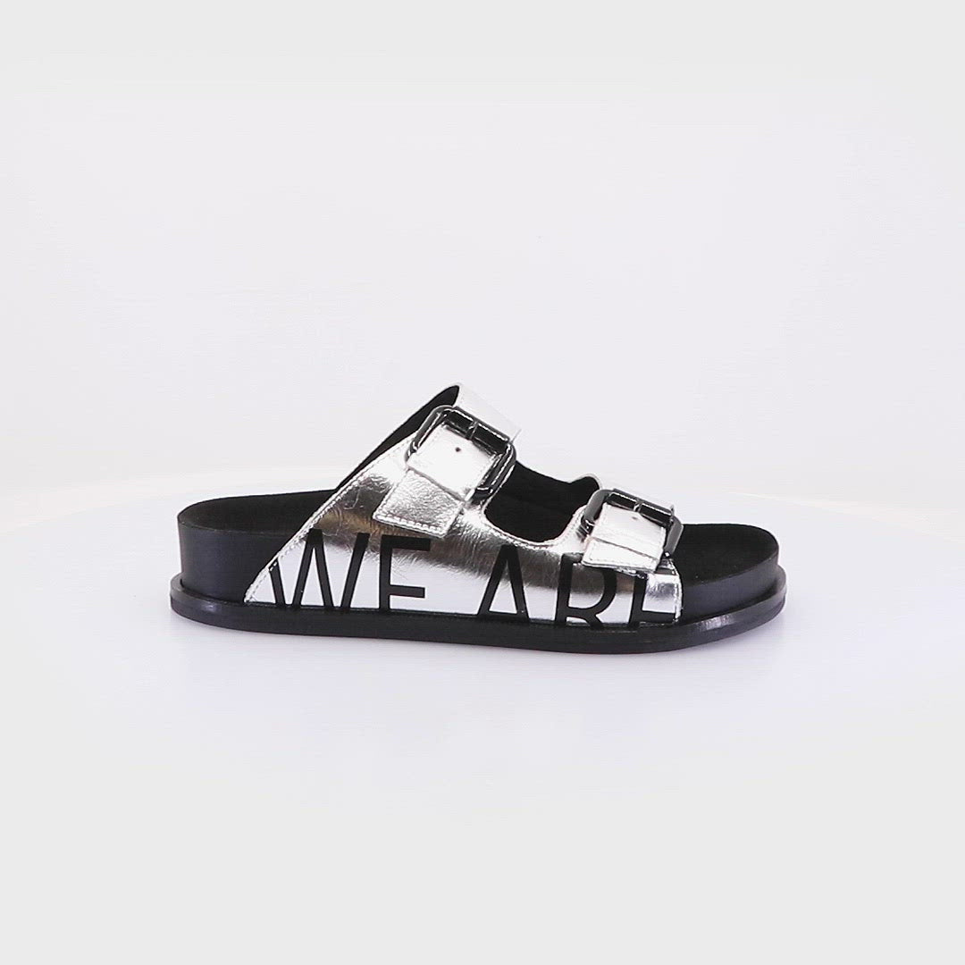 Shiny Silver Buckle Sandals Minty