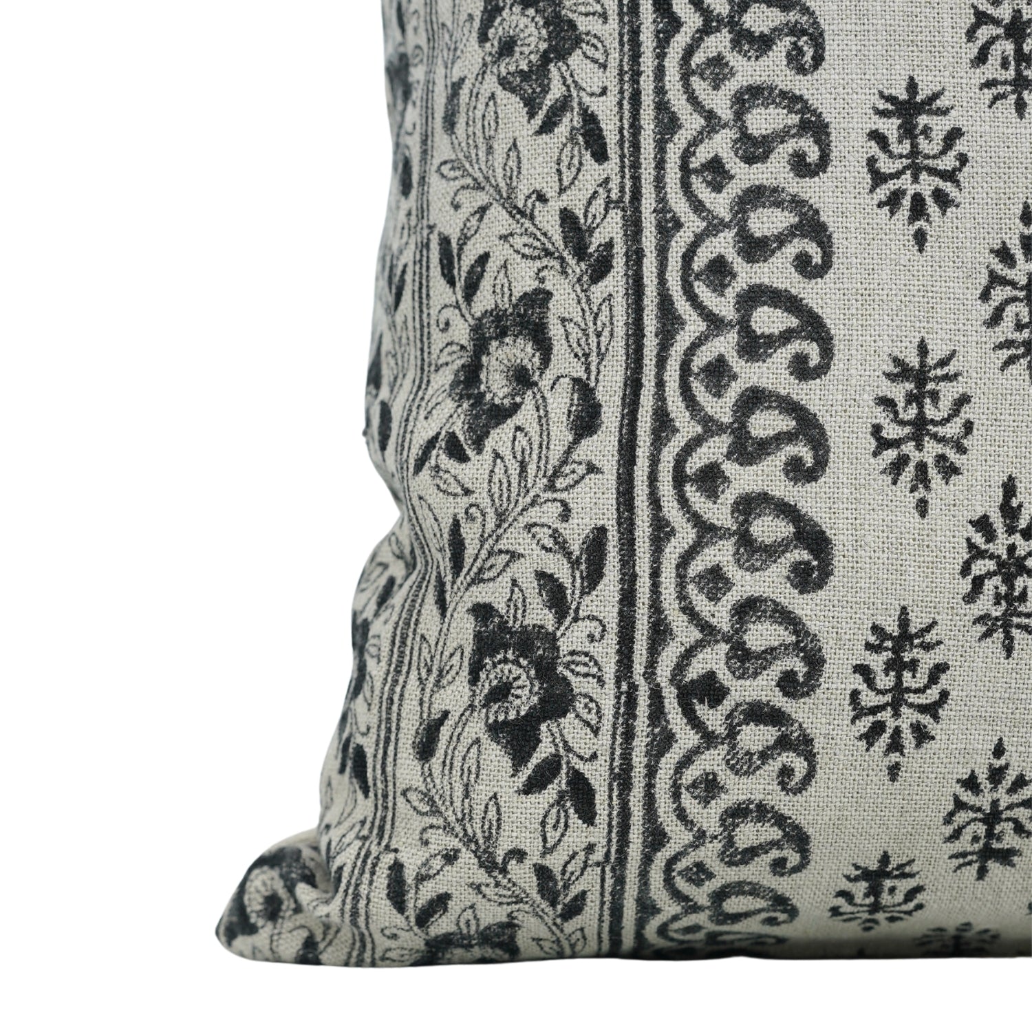 Natural Block Block Print Thick linen -  Flower Butta