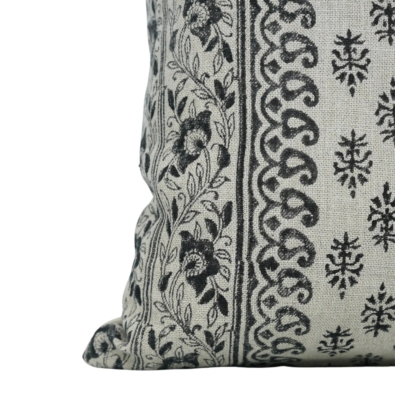 Natural Block Block Print Thick linen -  Flower Butta