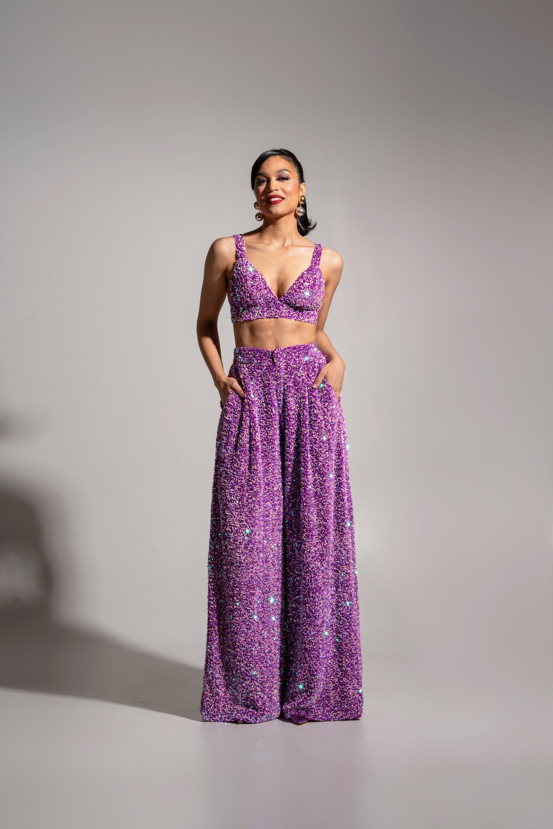 LIZA Sequin Bra Top in ALEXANDRITE