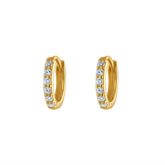 Gold Pavé Six Mm Huggie Hoop Earring