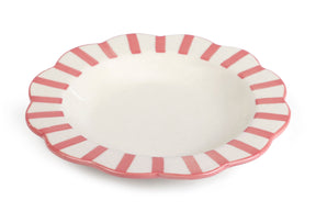 Ceramic Stripe Dinner Plate,  Pink - 10 x 10 x 1.25 Inches