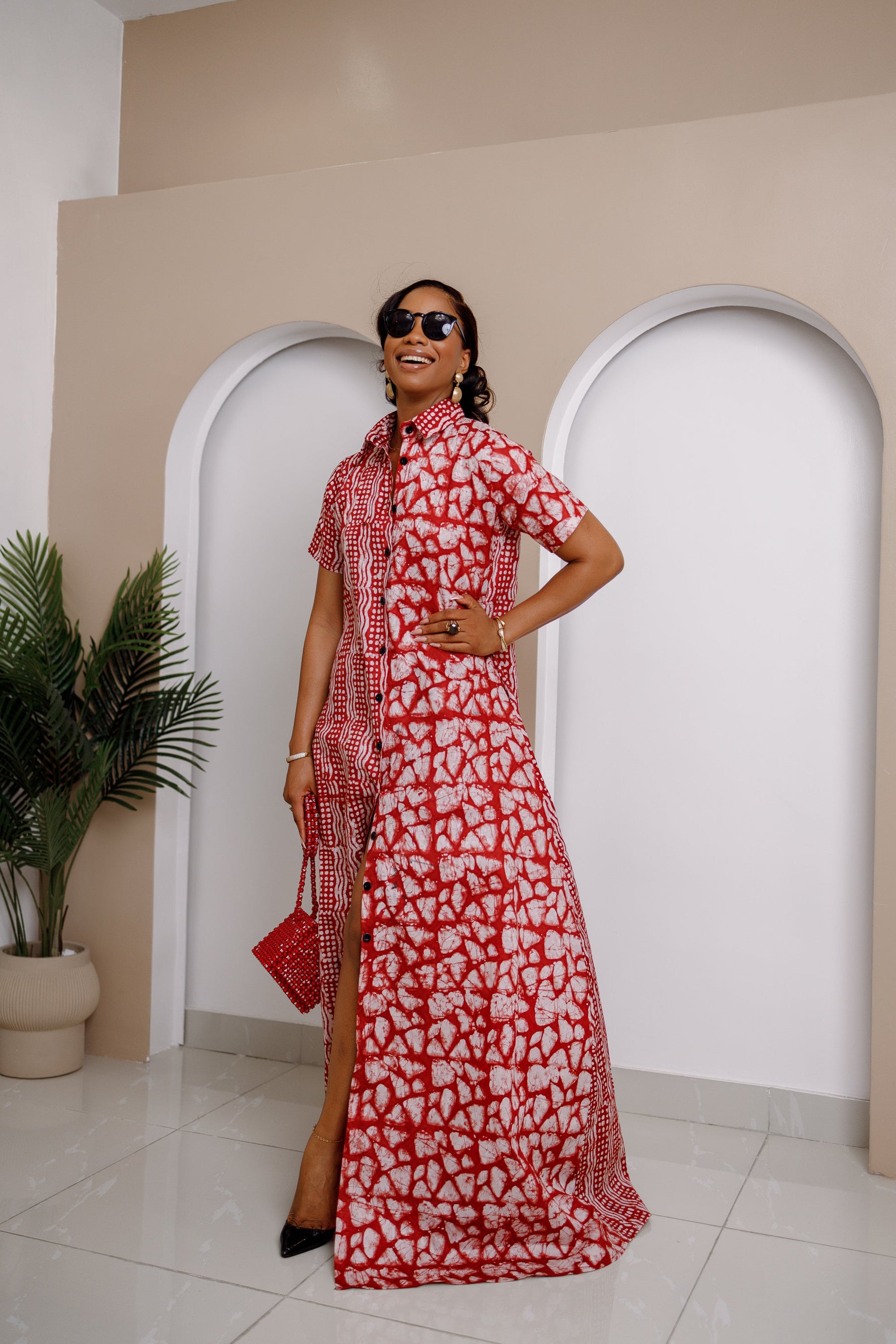 Odiegwu Adire Maxi Kaftan Dress