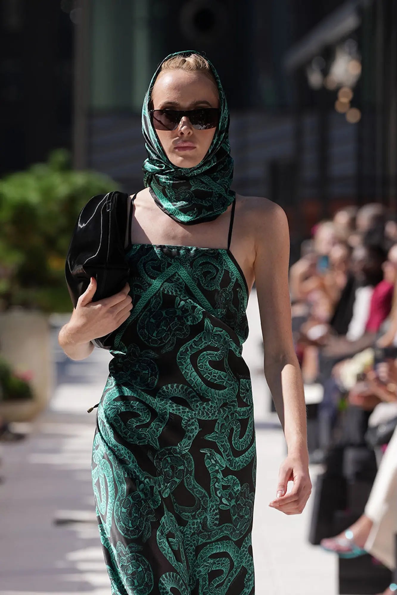 Silk Serpent Noir Maxi Dress