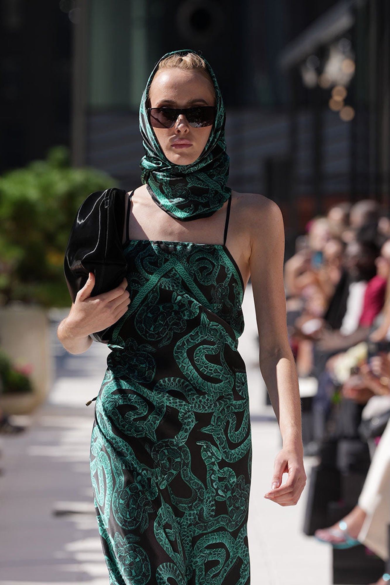 Silk Serpent Noir Maxi Dress