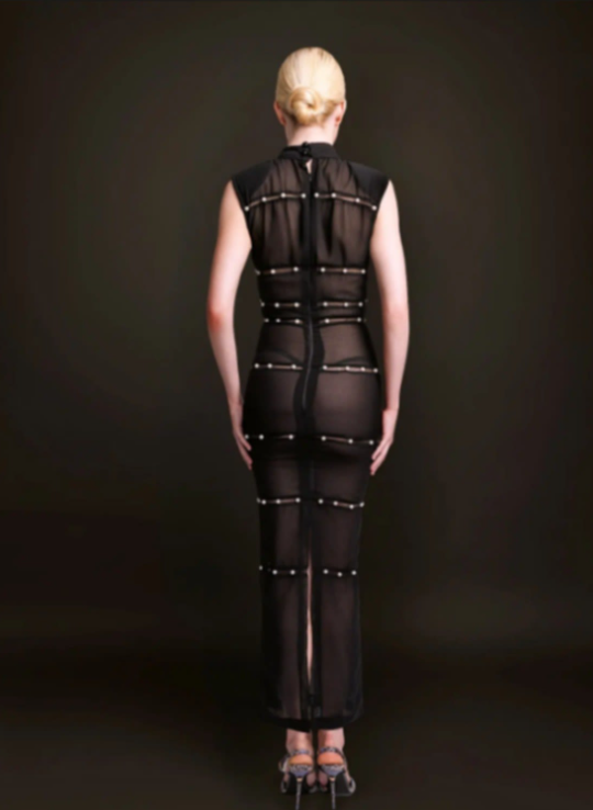 Ife Sleeveless Sheer Black Dress