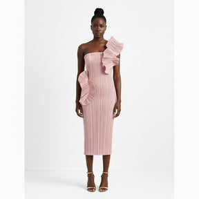 Elegant One-Shoulder Midi ‘Noelle” Dress