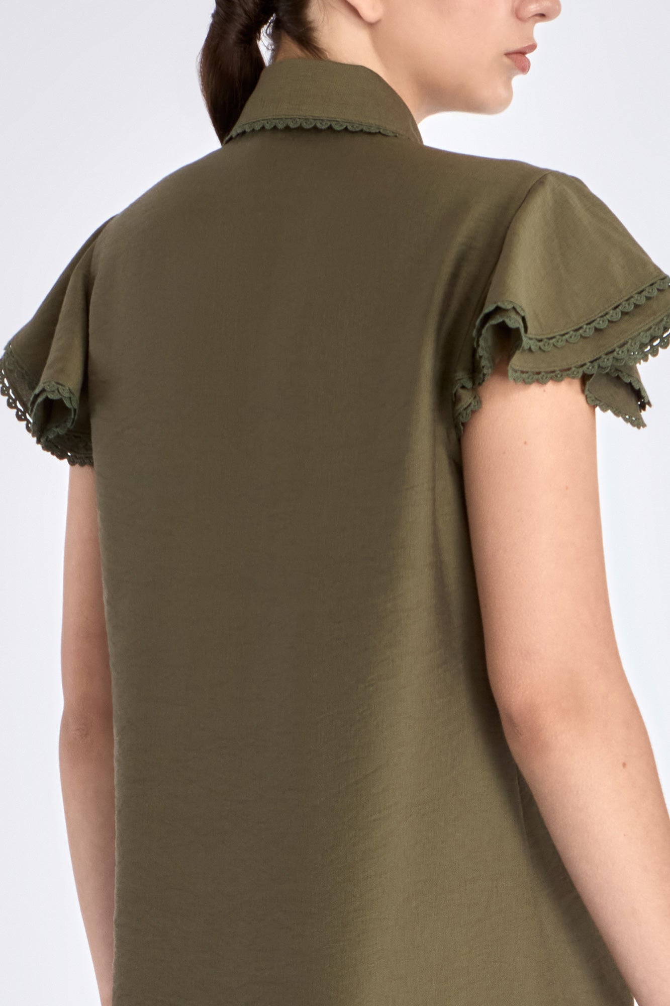 Clark Ruffle Sleeve Blouse | Olive