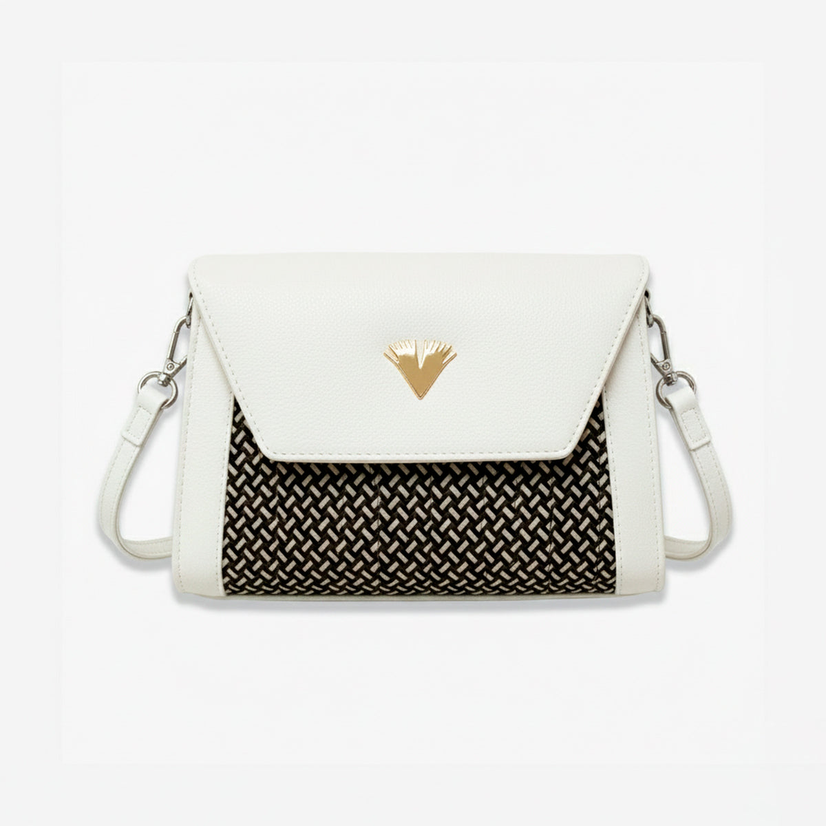 Beige Leather Crossbody Curvo Bag