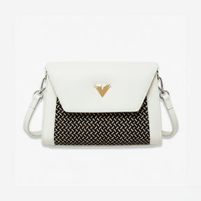 Beige Leather Crossbody Curvo Bag