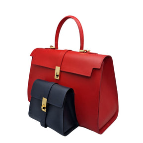 Ethereal Double Dose Bag In Saffiano Calf Leather - Black & Brown