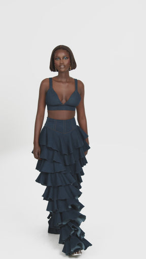 Denim DARIA Ruffle Pants