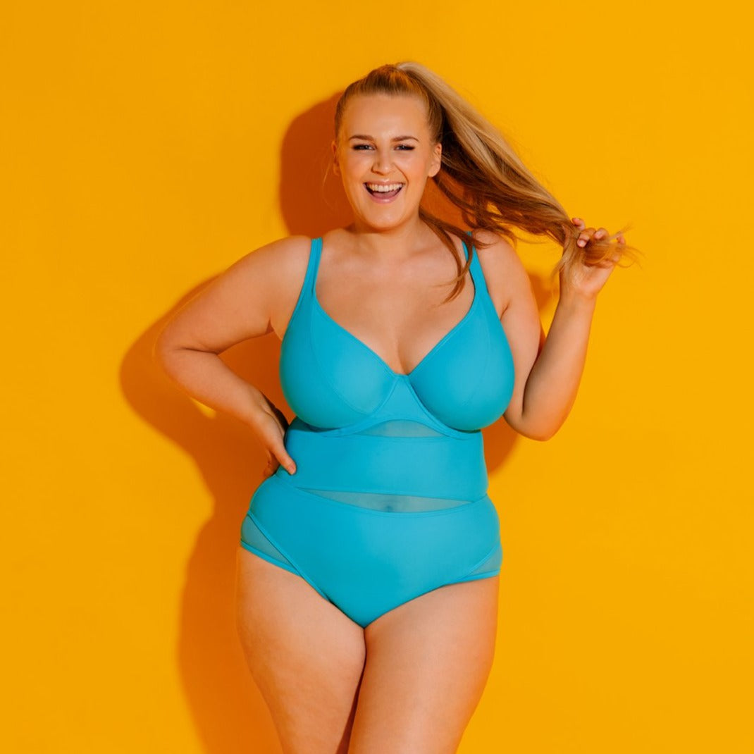 Curvy Kate Sheer Class Plunge Swimsuit Turquoise