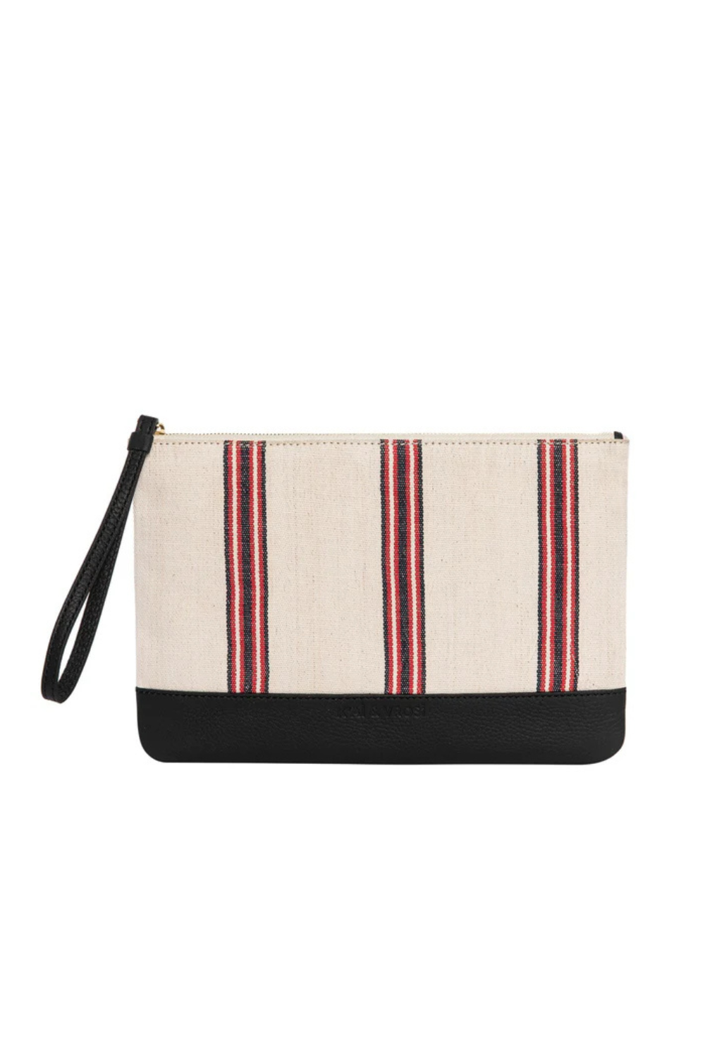 Apollon - Black Calfskin & Handloomed Fabric Clutch