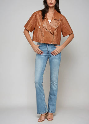 Romy Crop Faux Leather Moto Jacket