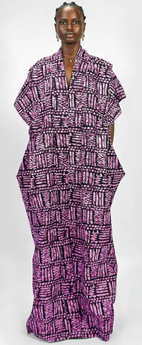 Ajah New Collection Drop2 - Kimono-Inspired Oversized Batik Maxi Dress