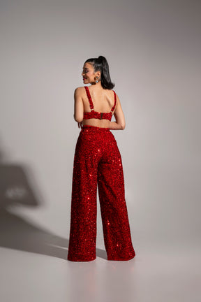 LIZA Sequin Pants in RUBY