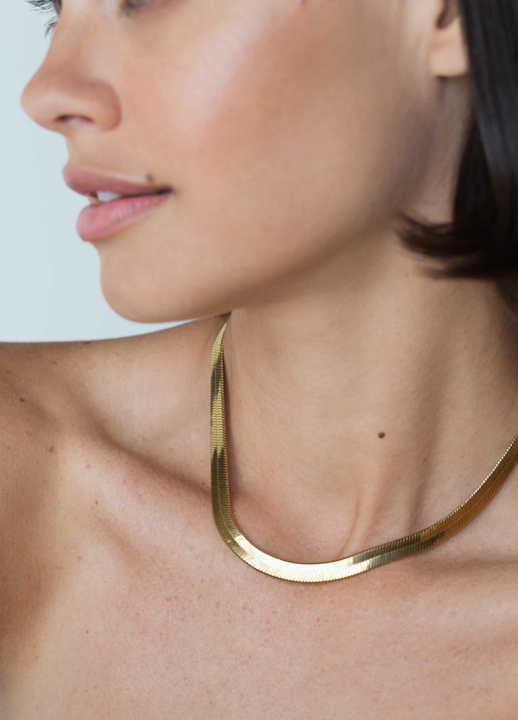 Ennis Herringbone Snake Chain Gold Necklace