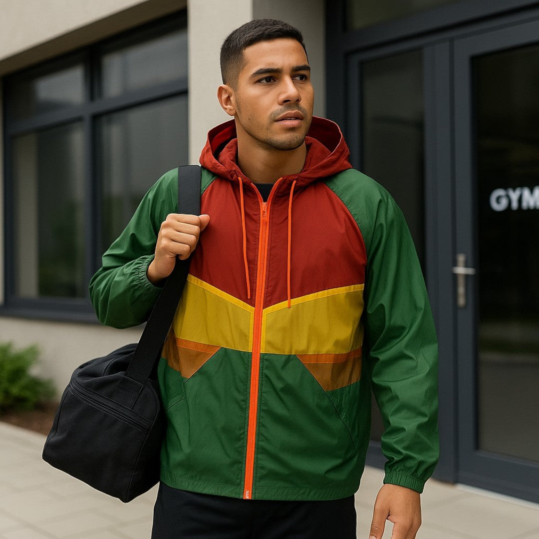 Sustainable Windbreaker Jacket Green/Red