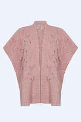 Dayana Alpaca Fringe Poncho | Rose Melange