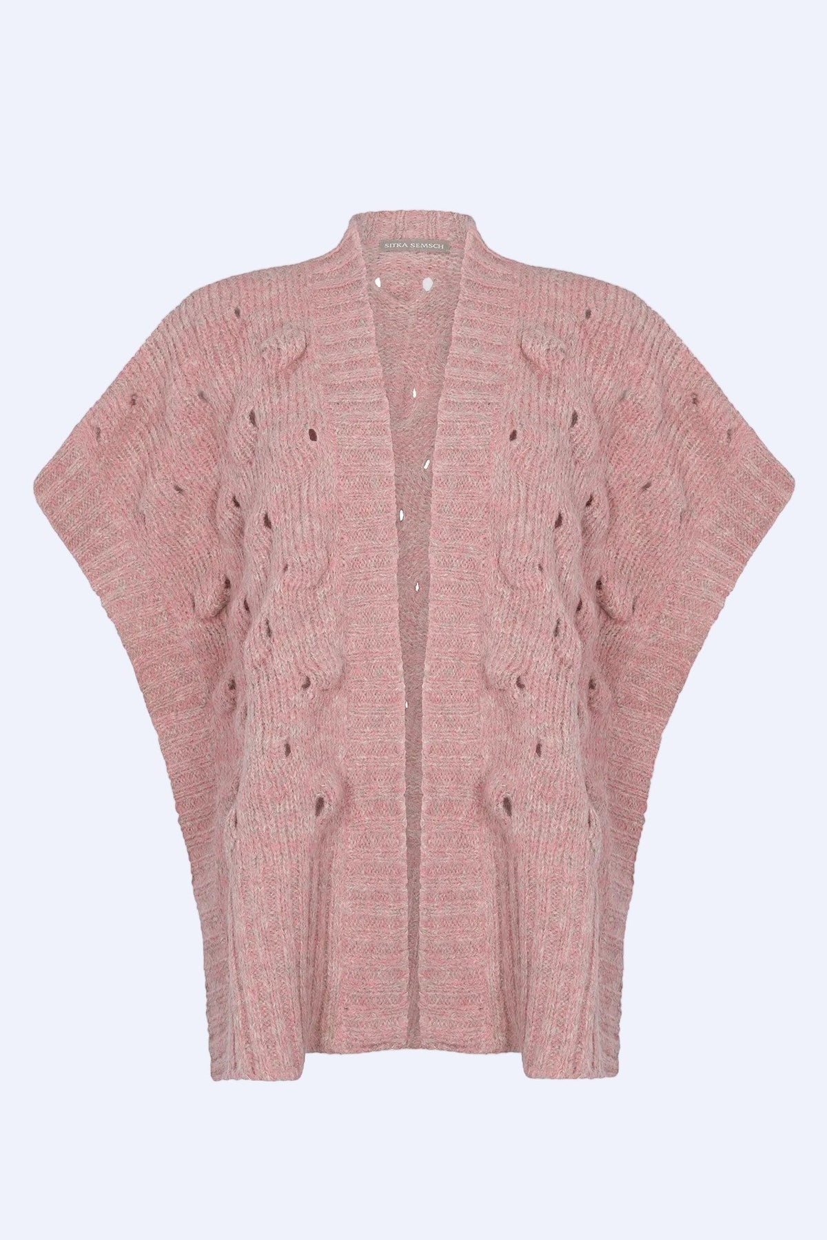 Dayana Alpaca Fringe Poncho | Rose Melange