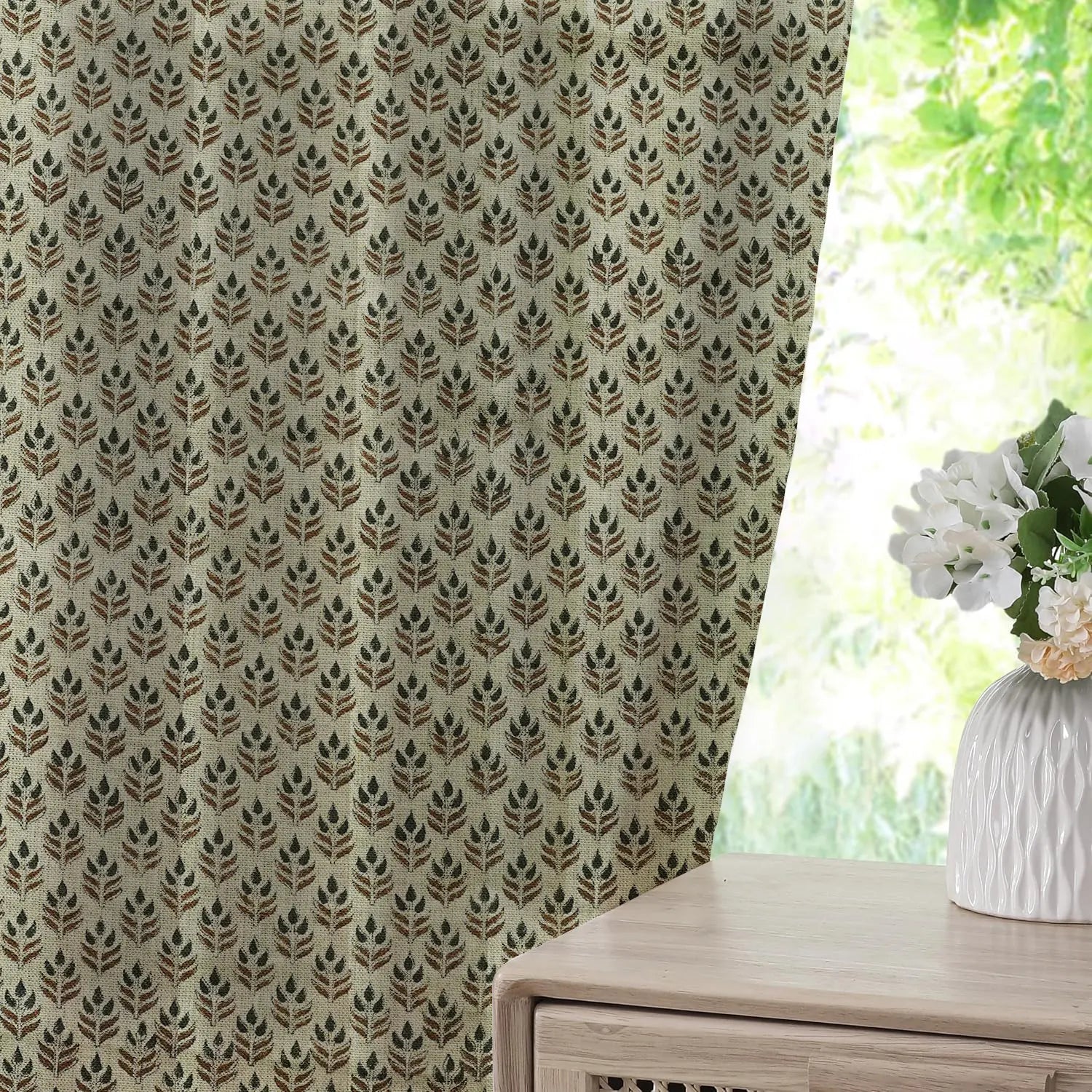Home Decor Window Thick Linen Pleated Curtain - Alia