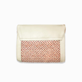 Beige Vija Leather Crossbody Curvo Bag